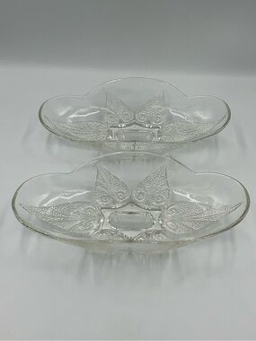 Vintage Anchor Hocking “Renaissance” Clear Relish Dishes Set of 2